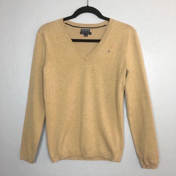 Tommy Hilfiger Sweaters - 🛍SOLD🛍Tommy Hilfiger V Neck Sweater Pima Cotton Tan Sz S